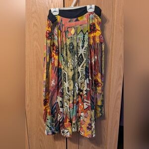 Animale Orange Yellow Midi A-Line Skirt